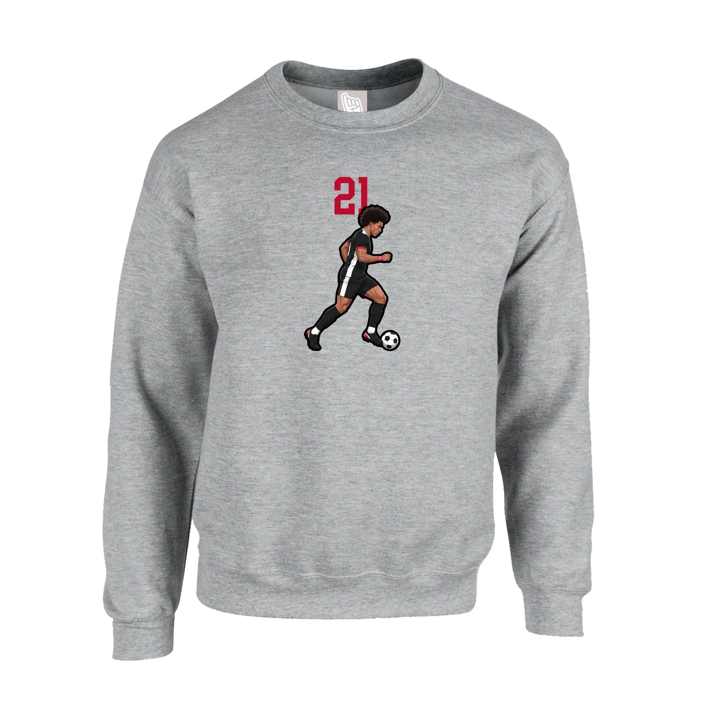 Fleece Crew — Number Top in Grey