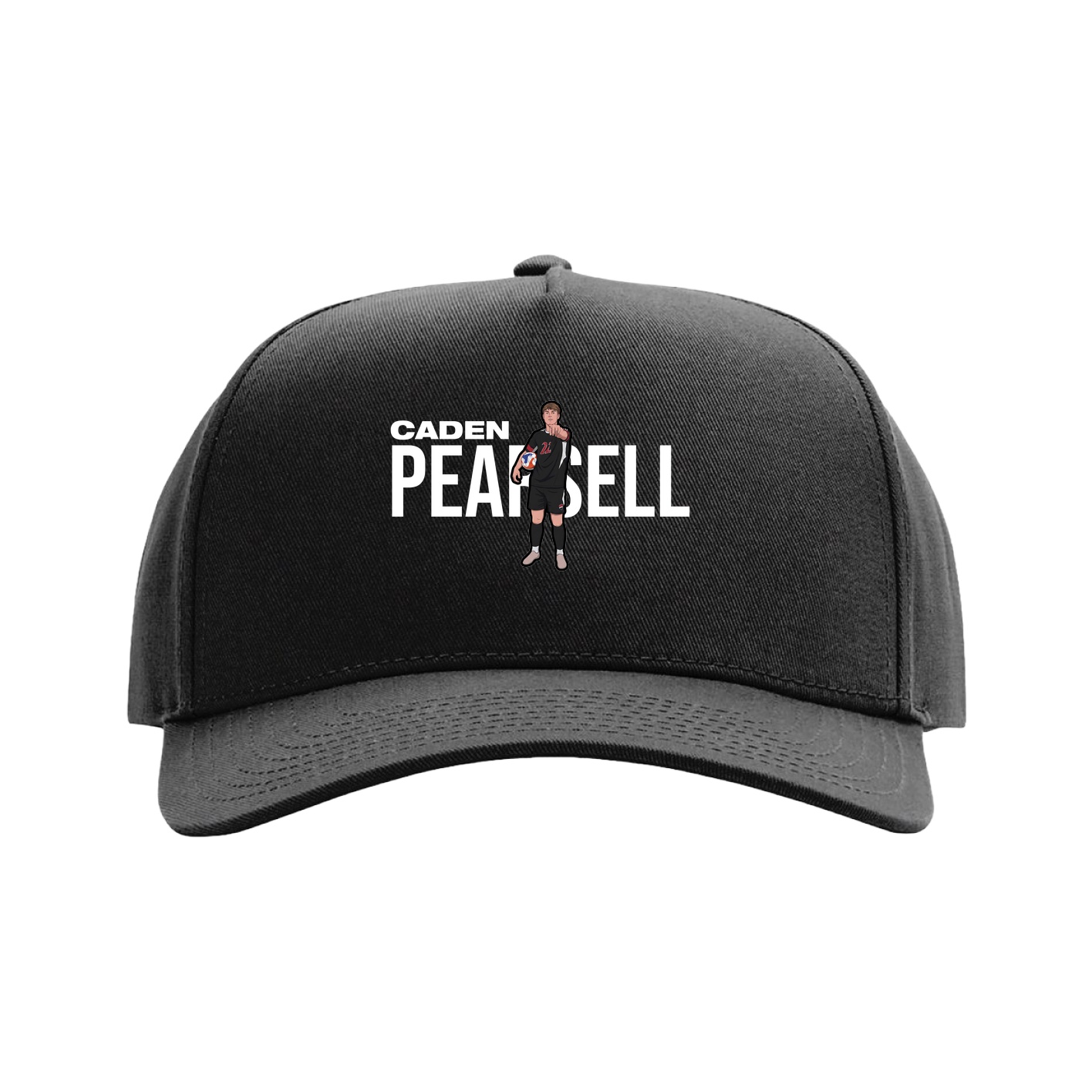 Full Fabric Five-Panel Champ Cap — Player Name in Black