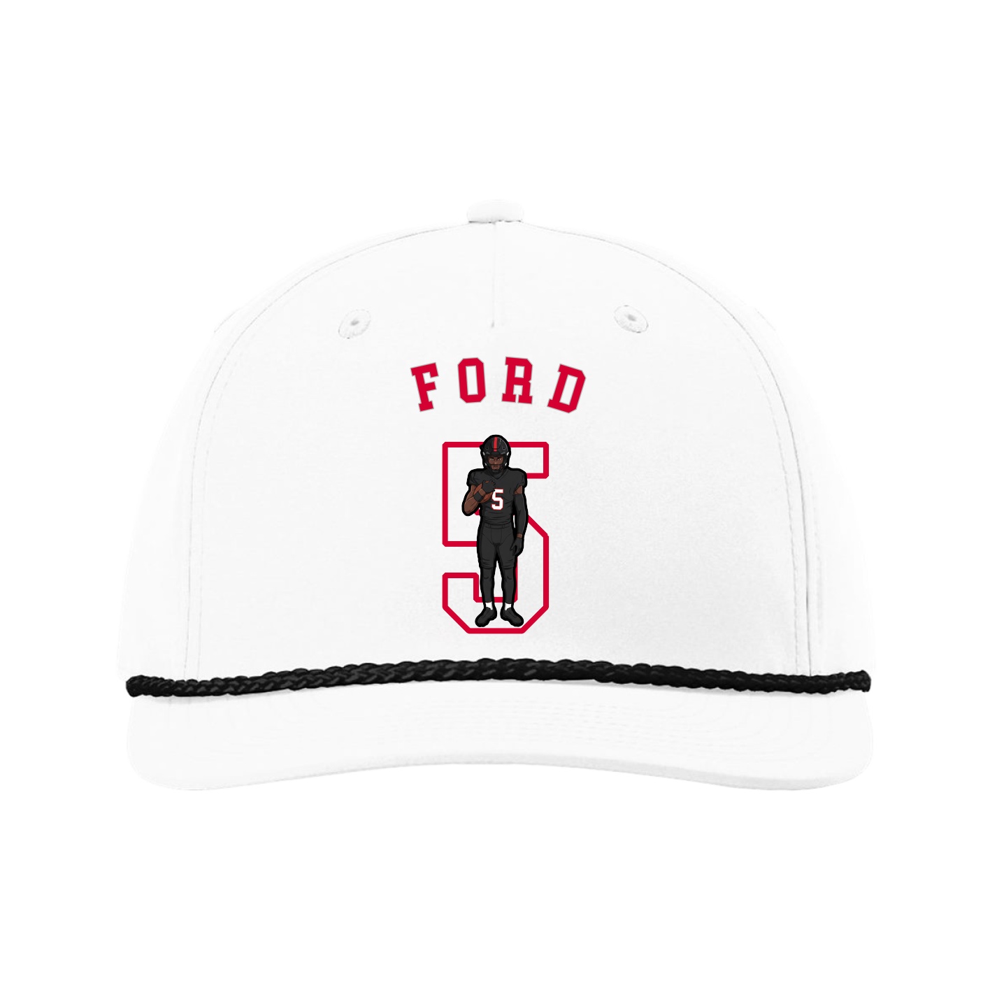 Five-Panel Classic Rope Cap — Shirsey Arch in White