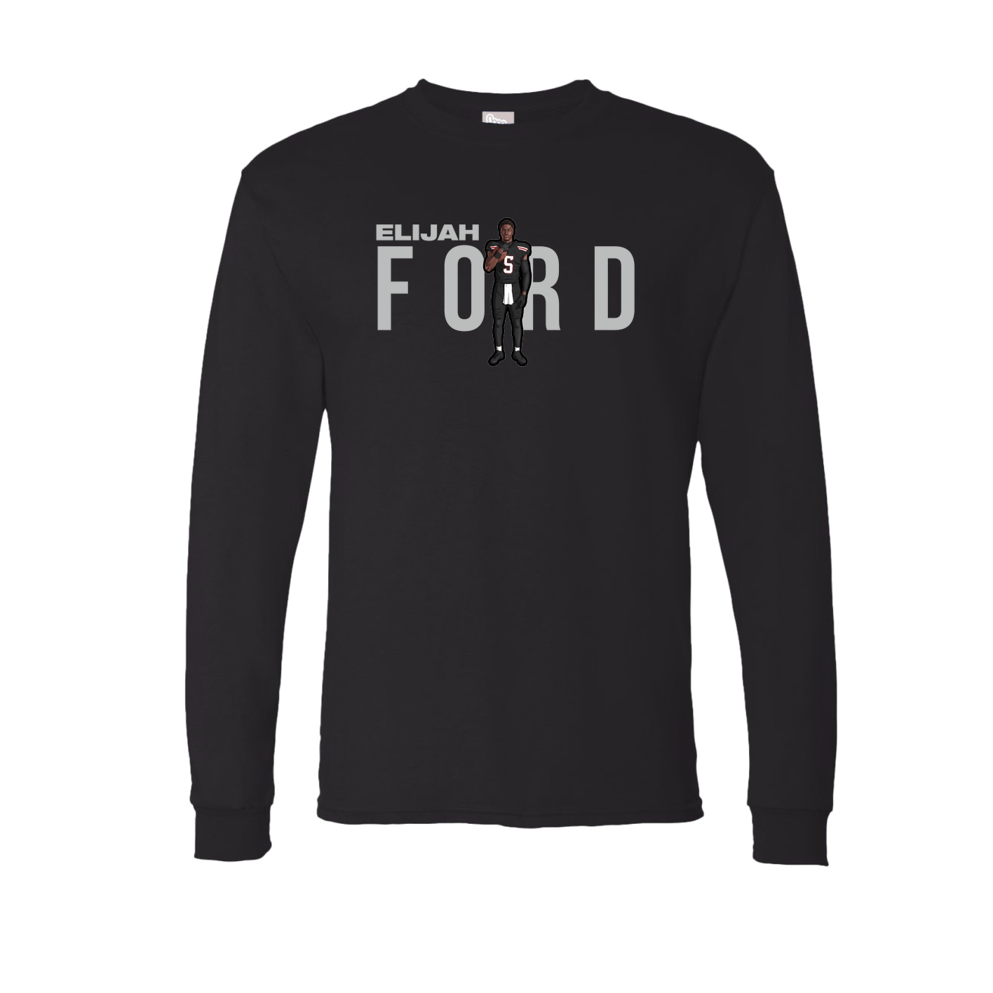 Long Sleeve Tee — Player Name in Black