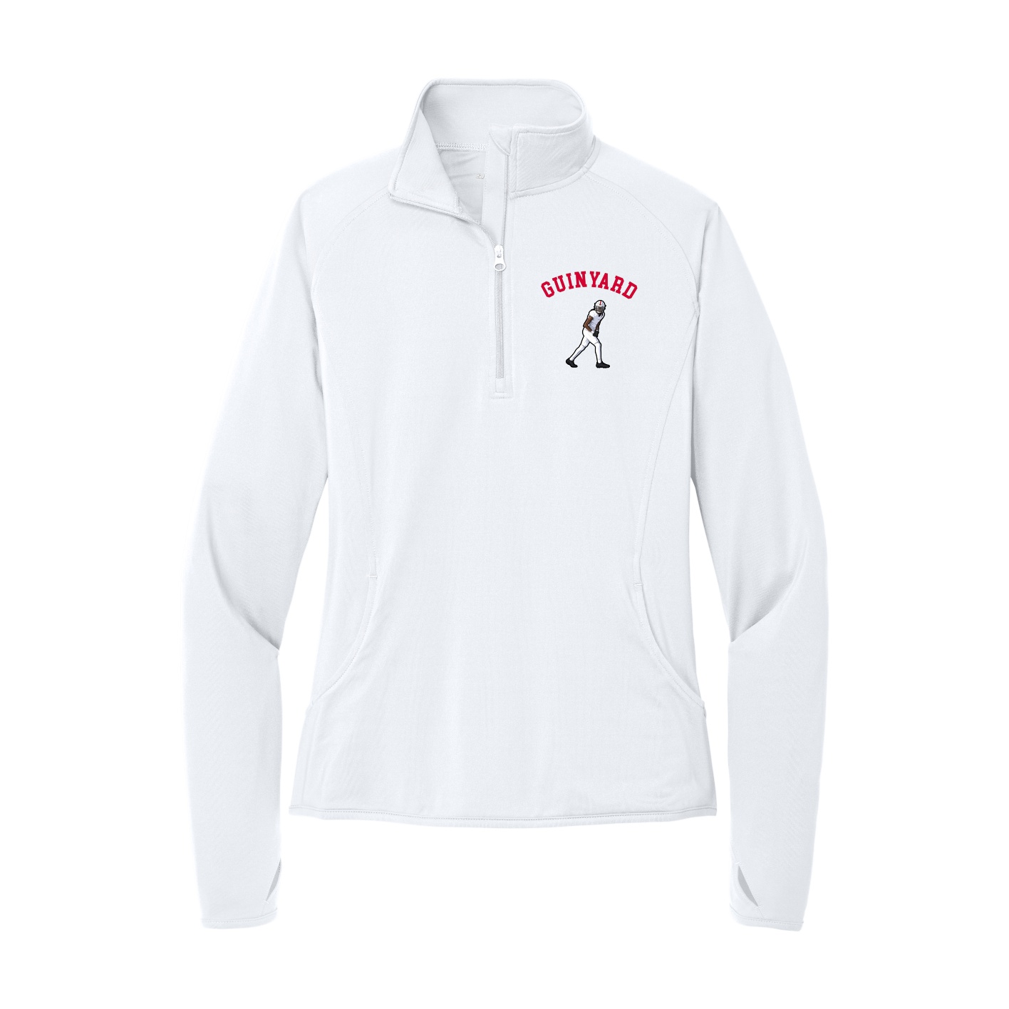 Women's Q-Zip Pullover — Shirsey Arch in White