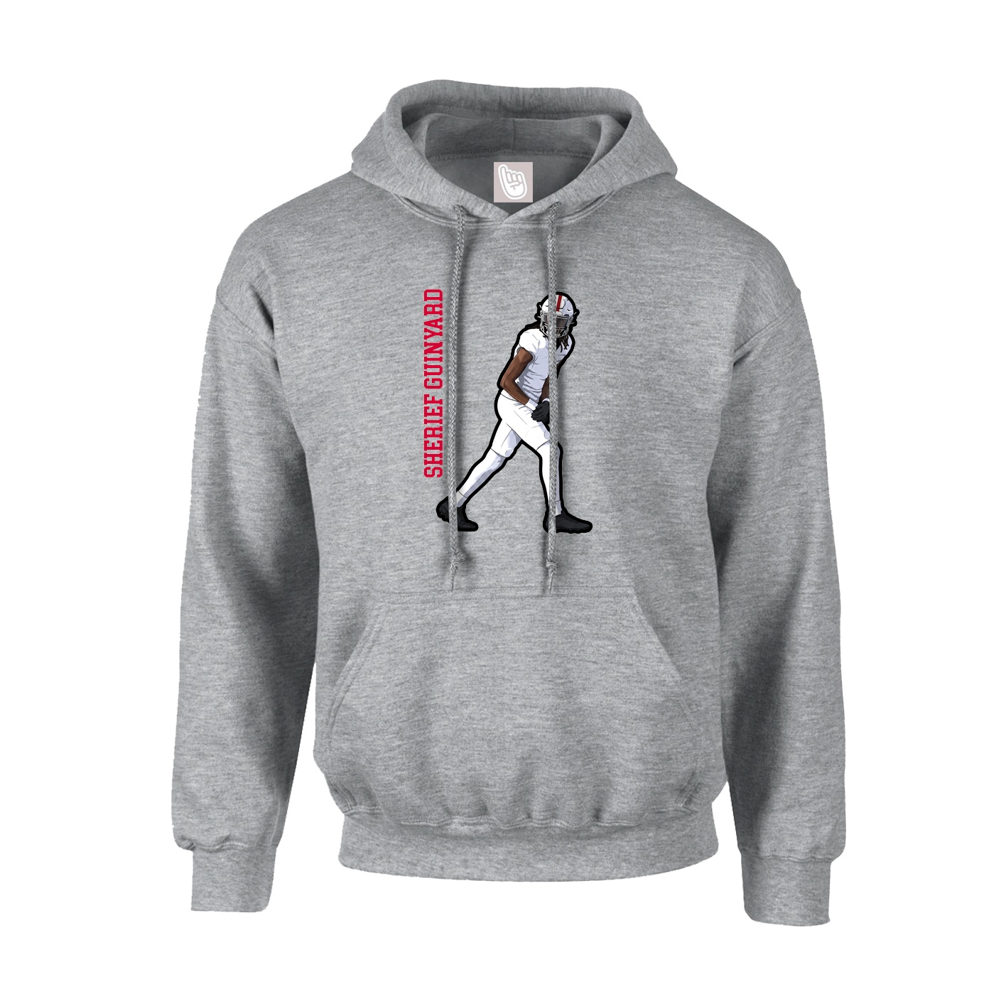 Hoodie — Name Vertical in Grey
