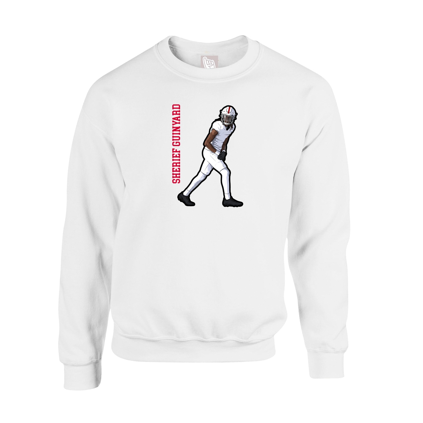 Fleece Crew — Name Vertical in White