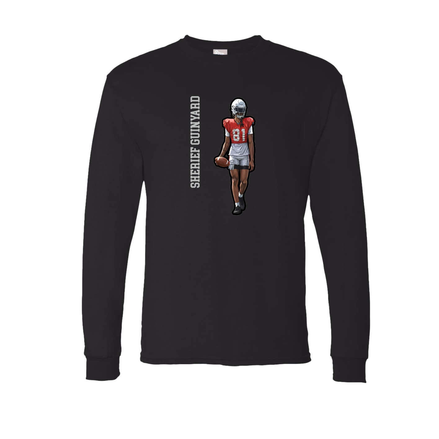 Long Sleeve Tee — Name Vertical in Black