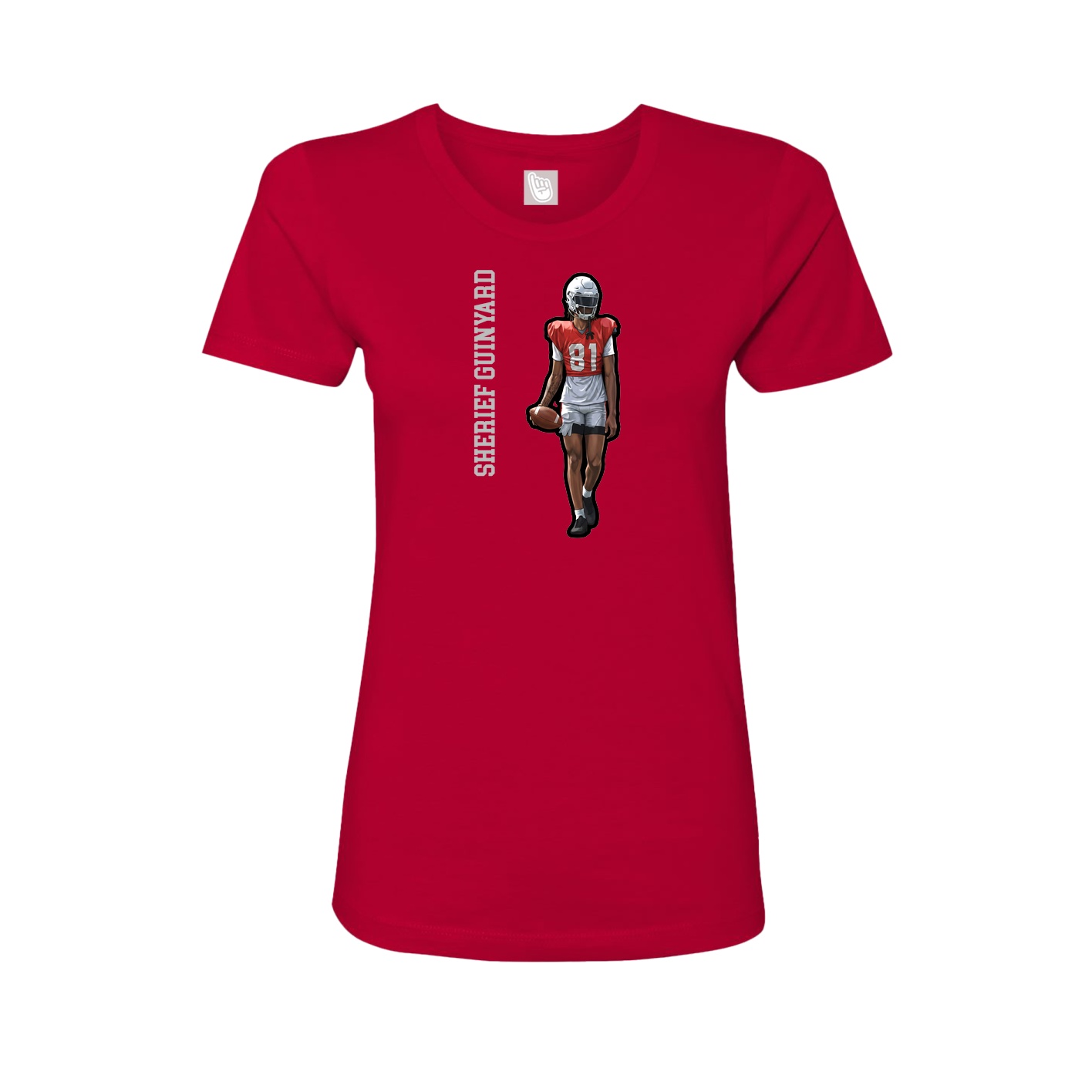 Womens Tee — Name Vertical in Red