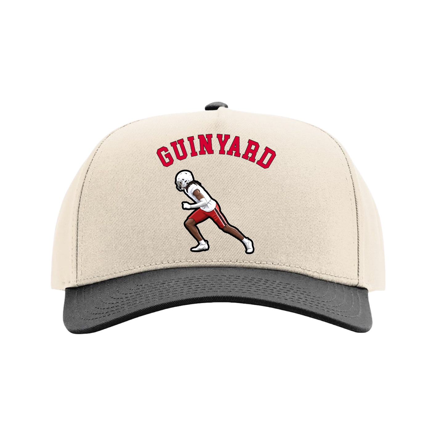 Full Fabric Five-Panel Champ Cap — Shirsey Arch in Cream/Black