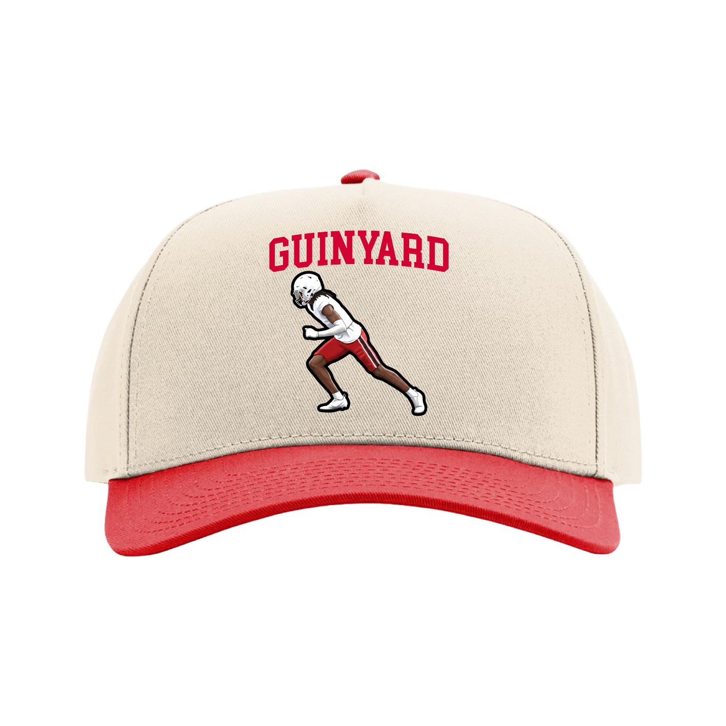 Full Fabric Five-Panel Champ Cap — Shirsey in Cream/Red
