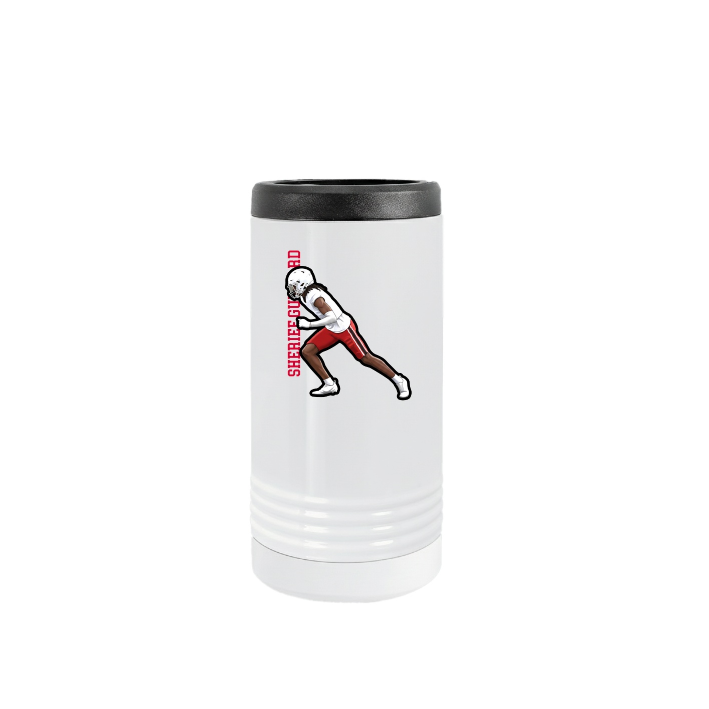 Slim Beverage Holder — Name Vertical in White