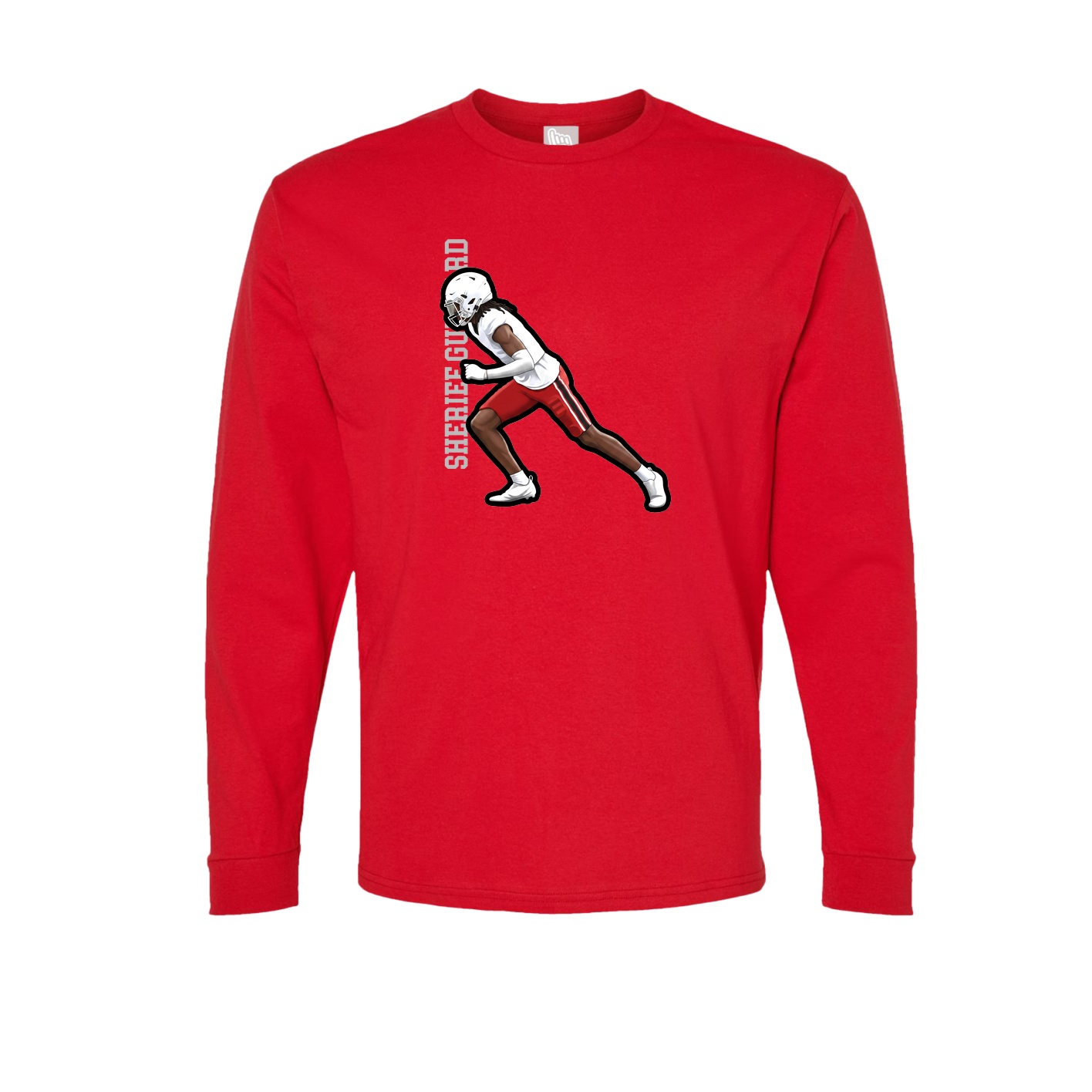 Long Sleeve Tee — Name Vertical in Red