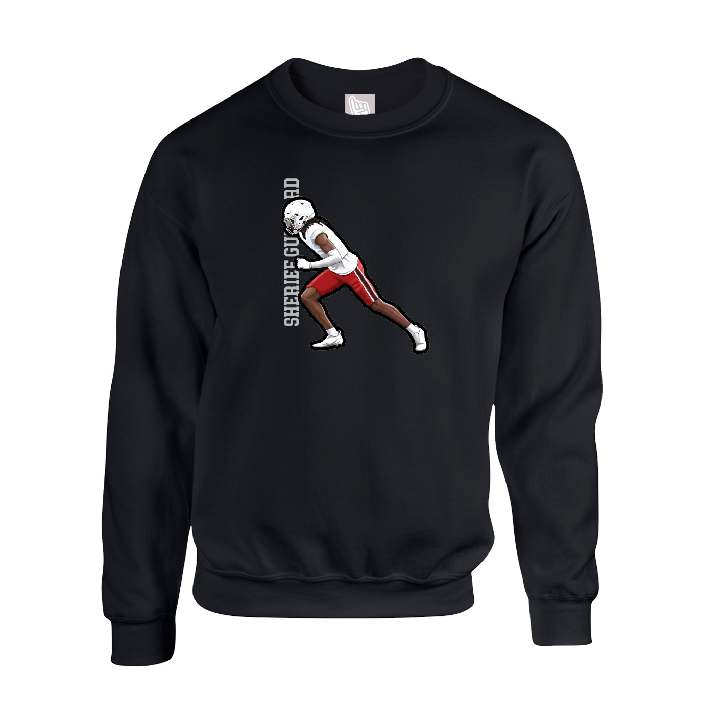 Fleece Crew — Name Vertical in Black