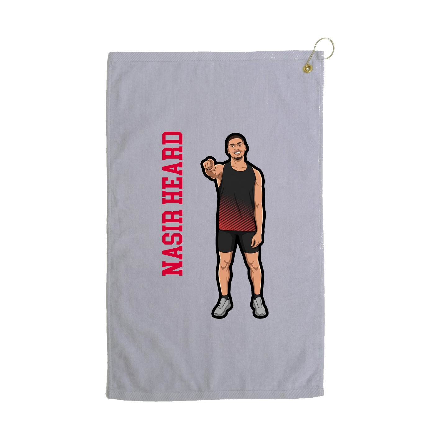 Golf Towel — Name Vertical in Grey