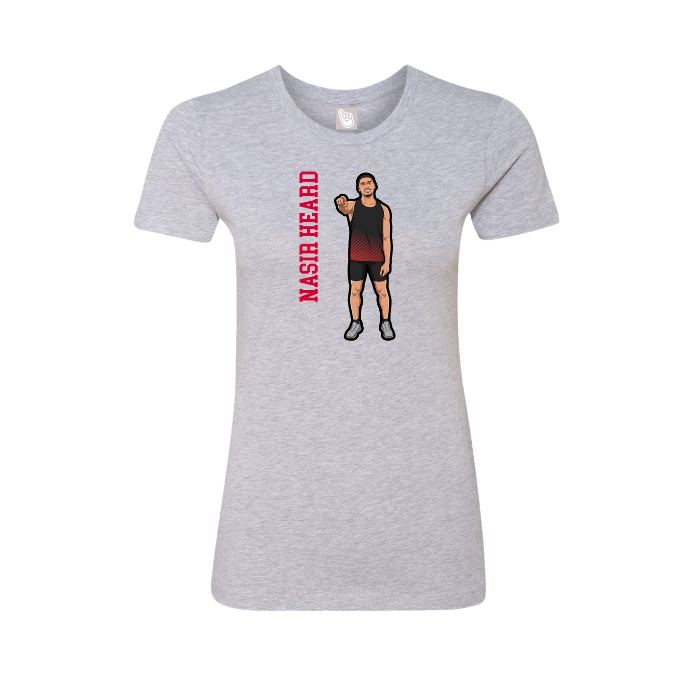 Fitted Women's Tee — Name Vertical in Grey