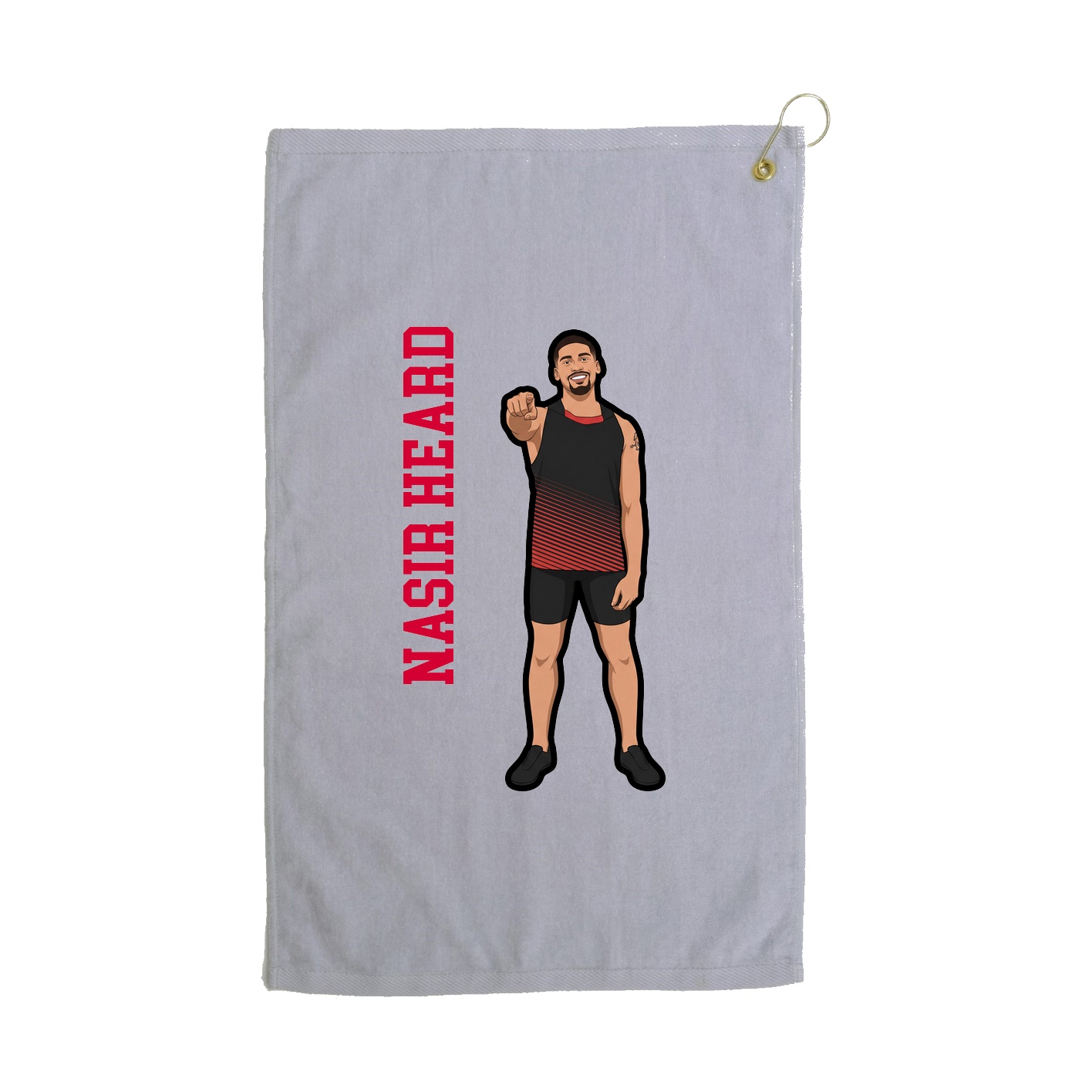Golf Towel — Name Vertical in Grey
