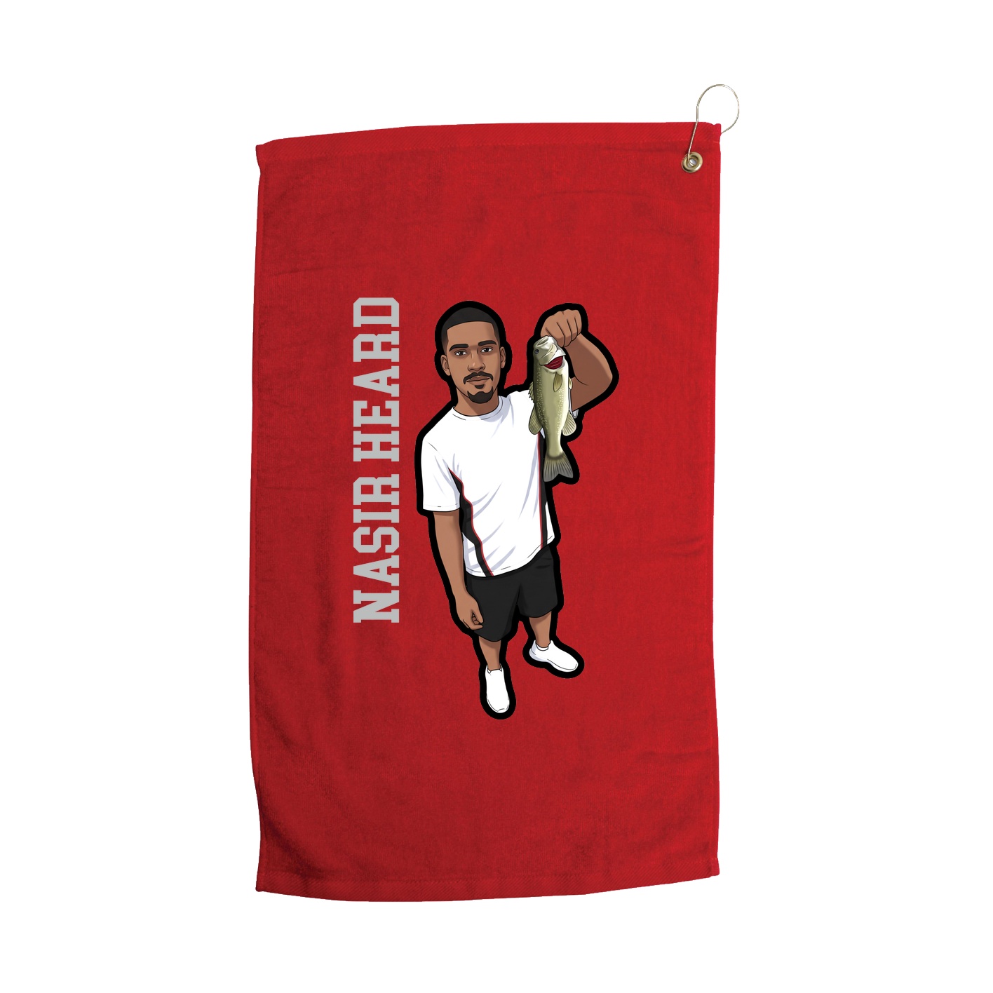 Golf Towel — Name Vertical in Red