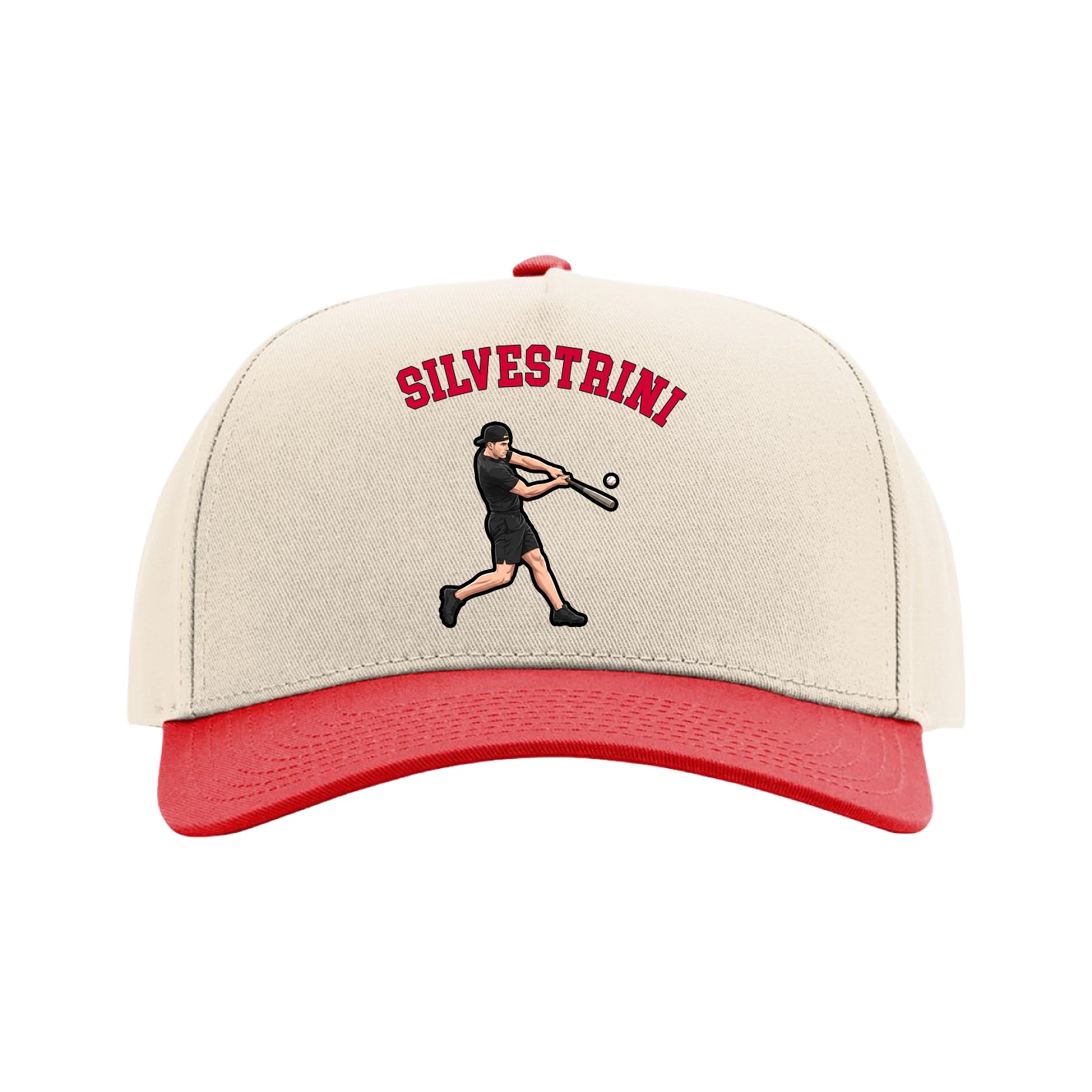 Full Fabric Five-Panel Champ Cap — Shirsey Arch in Cream/Red
