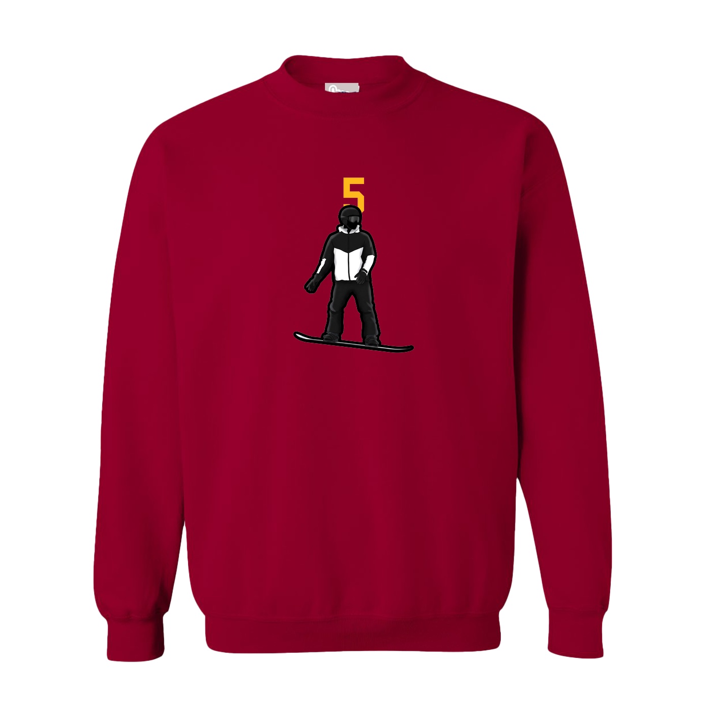 Fleece Crew — Number Top in Cardinal