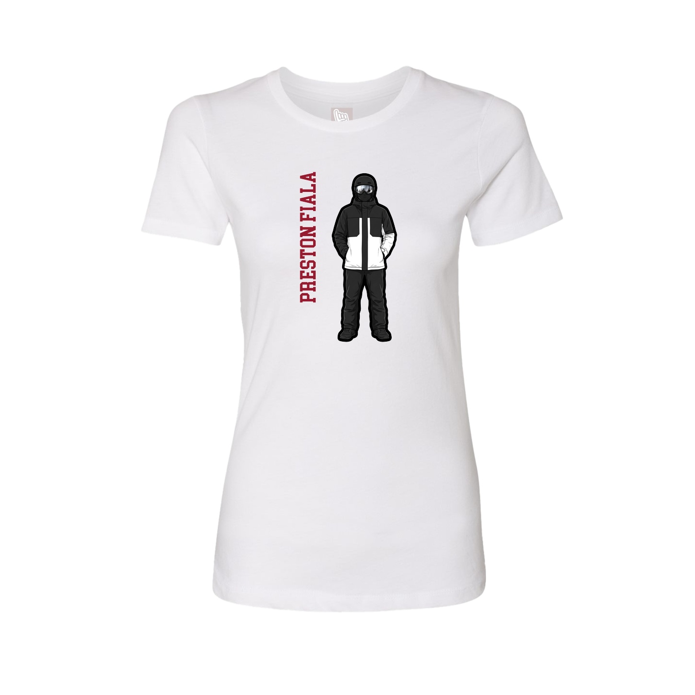 Fitted Women's Tee — Name Vertical in White