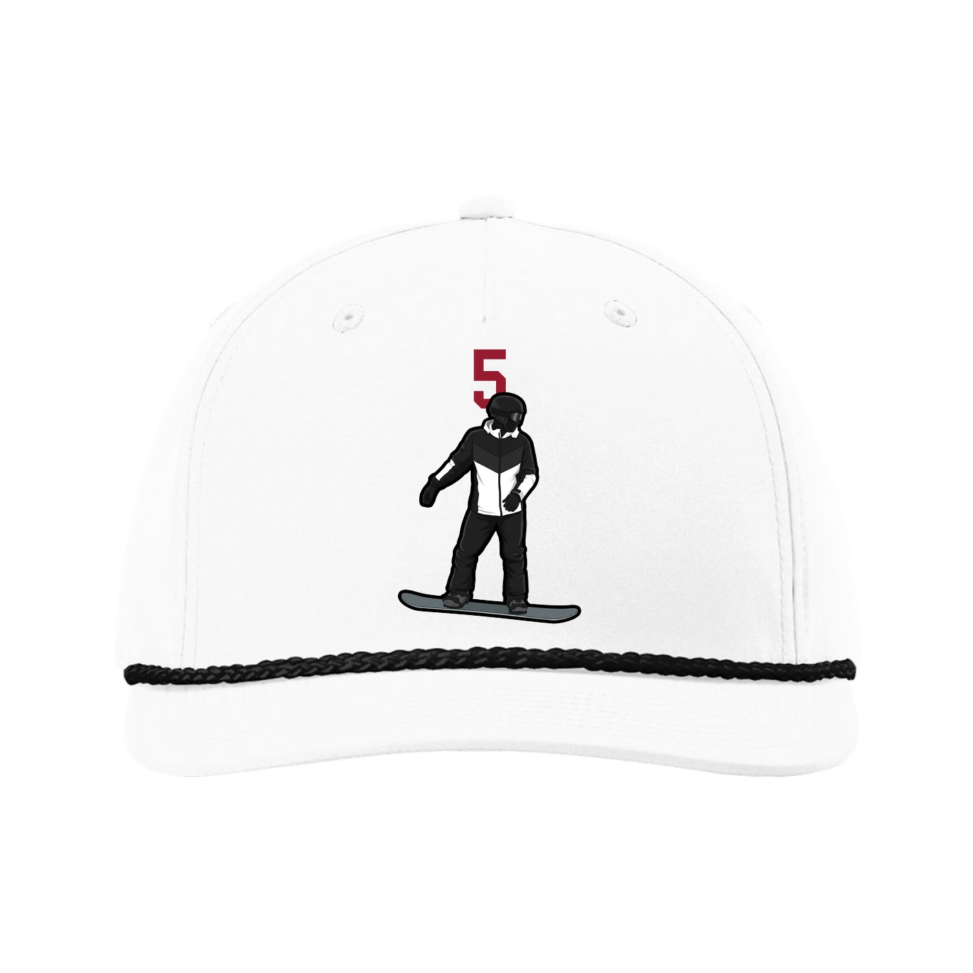 Five-Panel Classic Rope Cap — Number Top in White