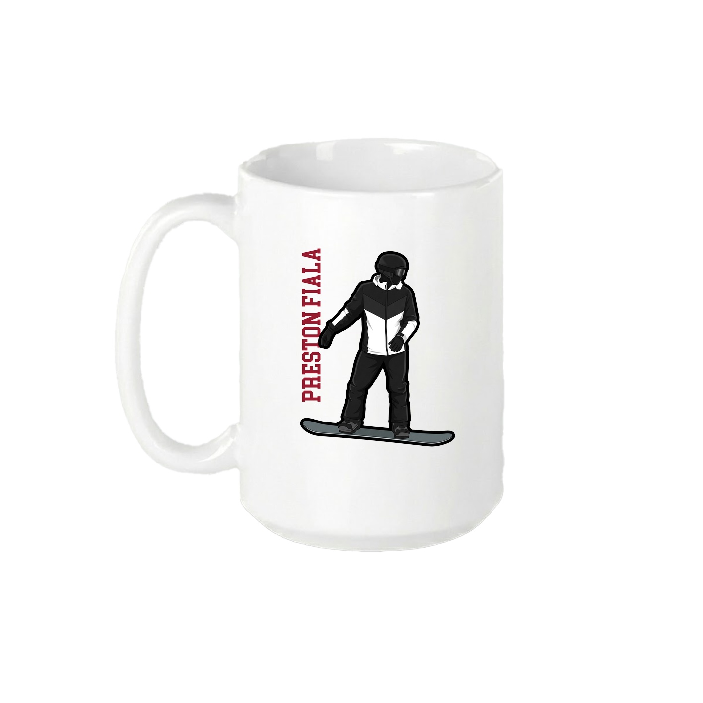 15oz Coffee Mug — Name Vertical in White