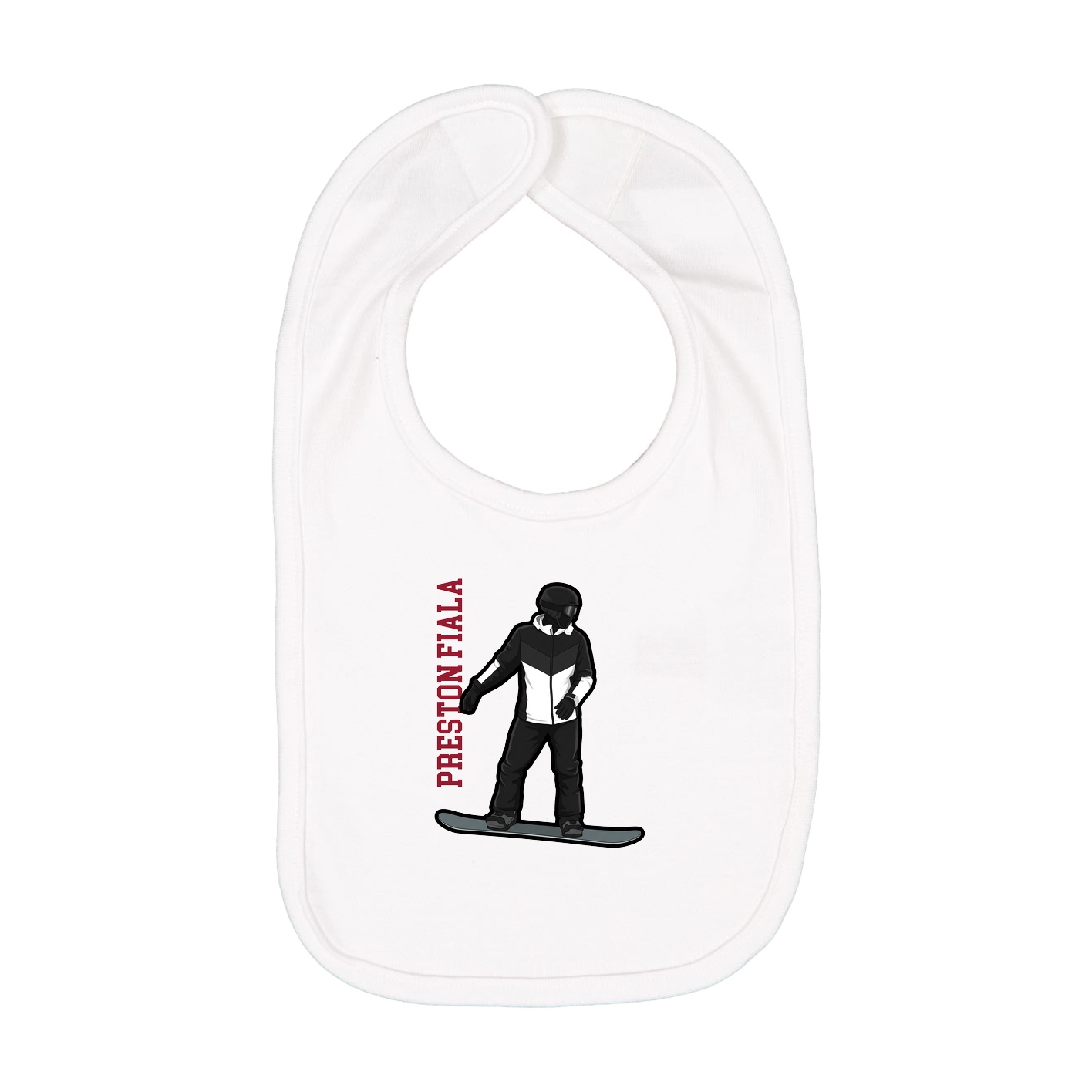 Infant Bib — Name Vertical in White