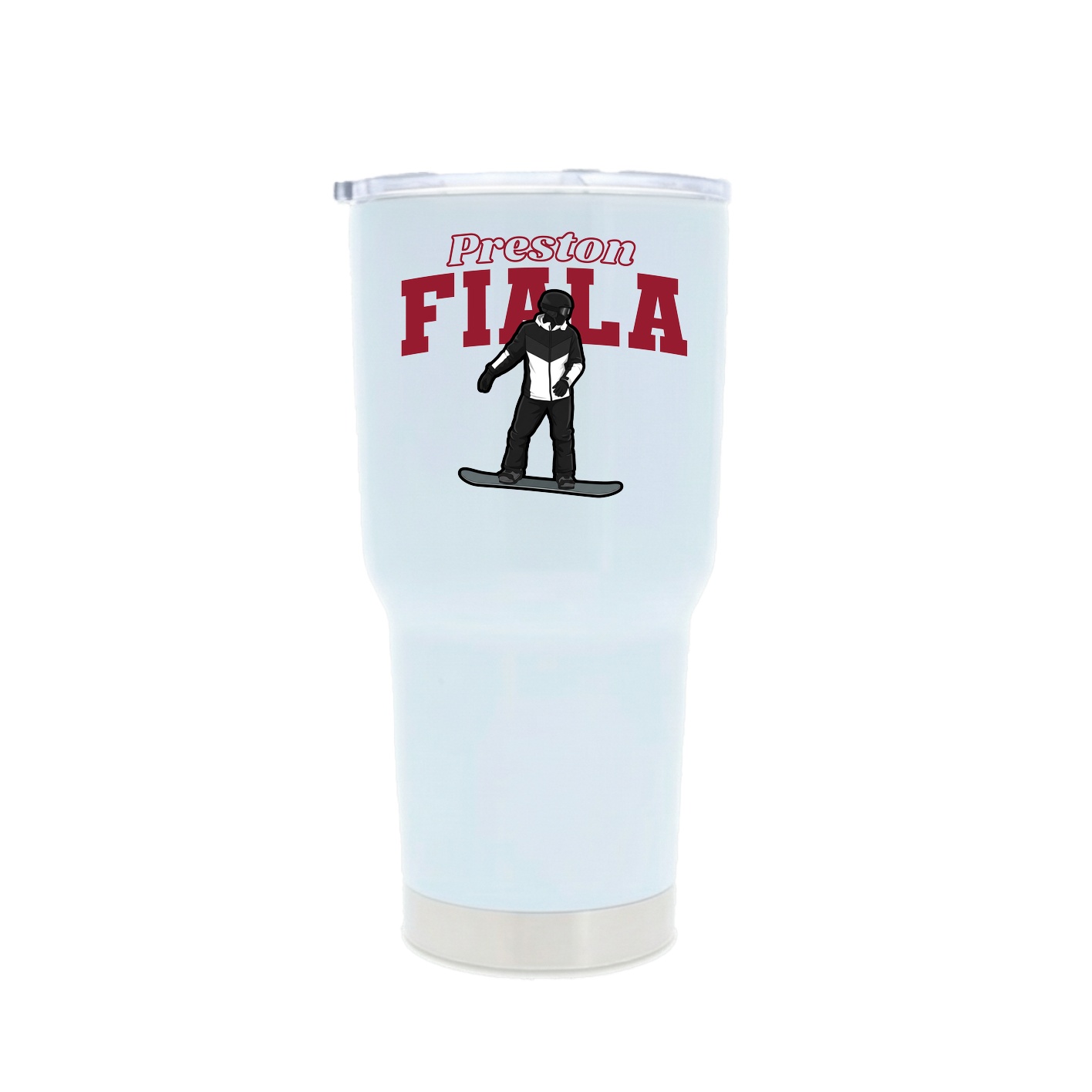 30oz Stainless Steel Tumbler — Name Arch in White