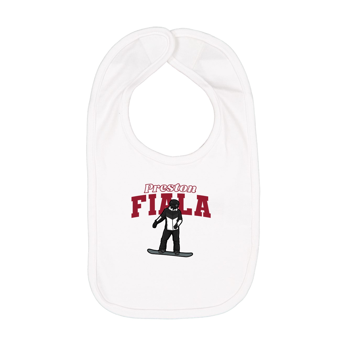 Infant Bib — Name Arch in White