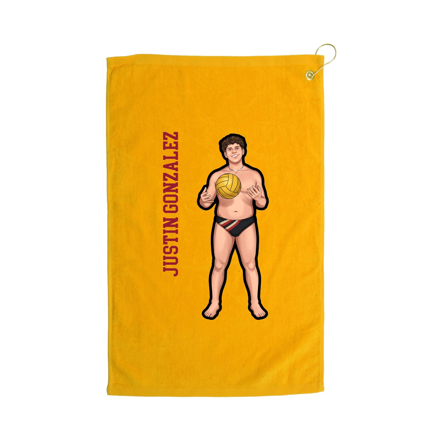 Golf Towel — Name Vertical in Gold