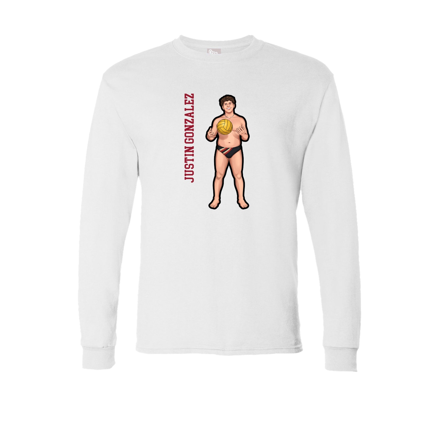 Long Sleeve Tee — Name Vertical in White