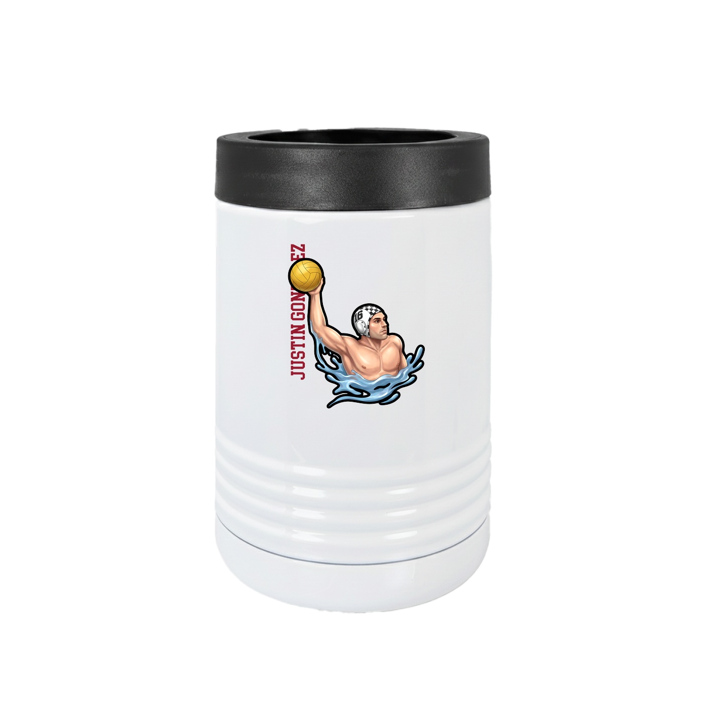 Beverage Holder — Name Vertical in White