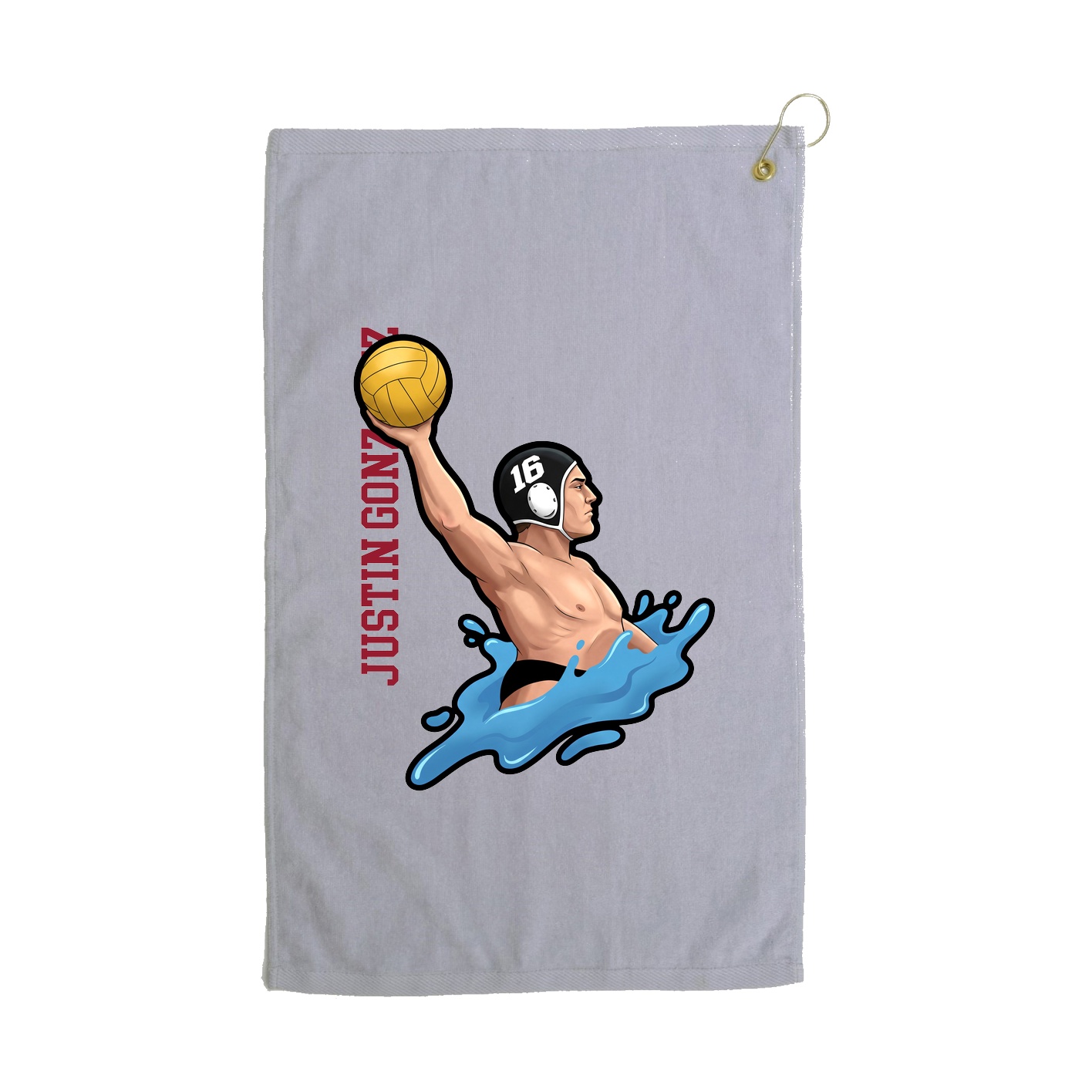 Golf Towel — Name Vertical in Grey