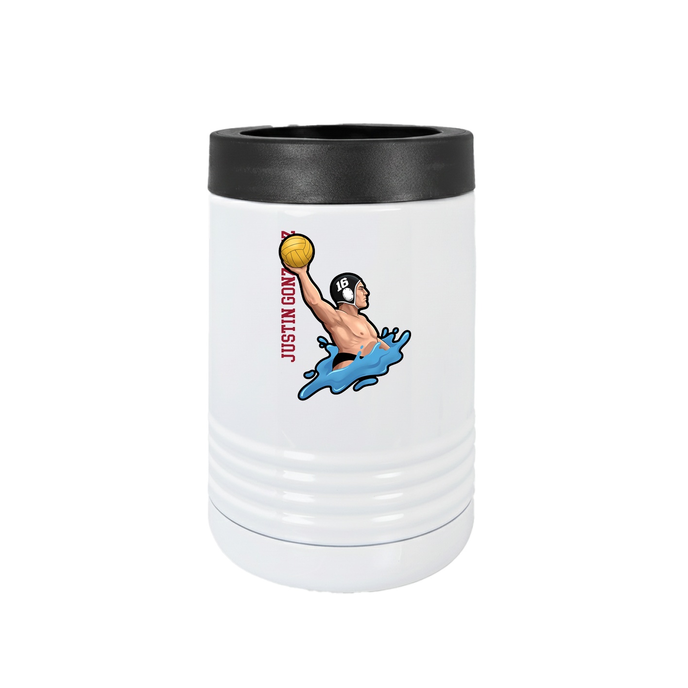 Beverage Holder — Name Vertical in White