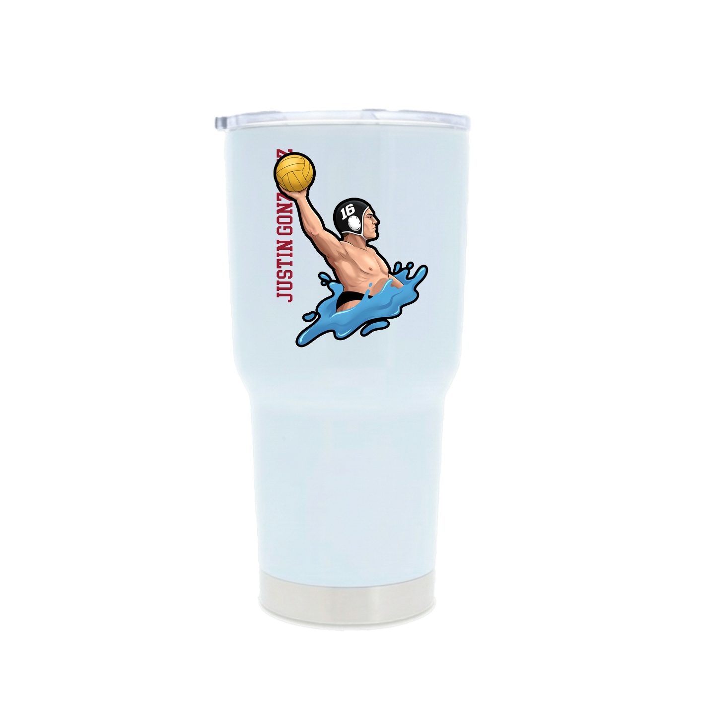 30oz Stainless Steel Tumbler — Name Vertical in White