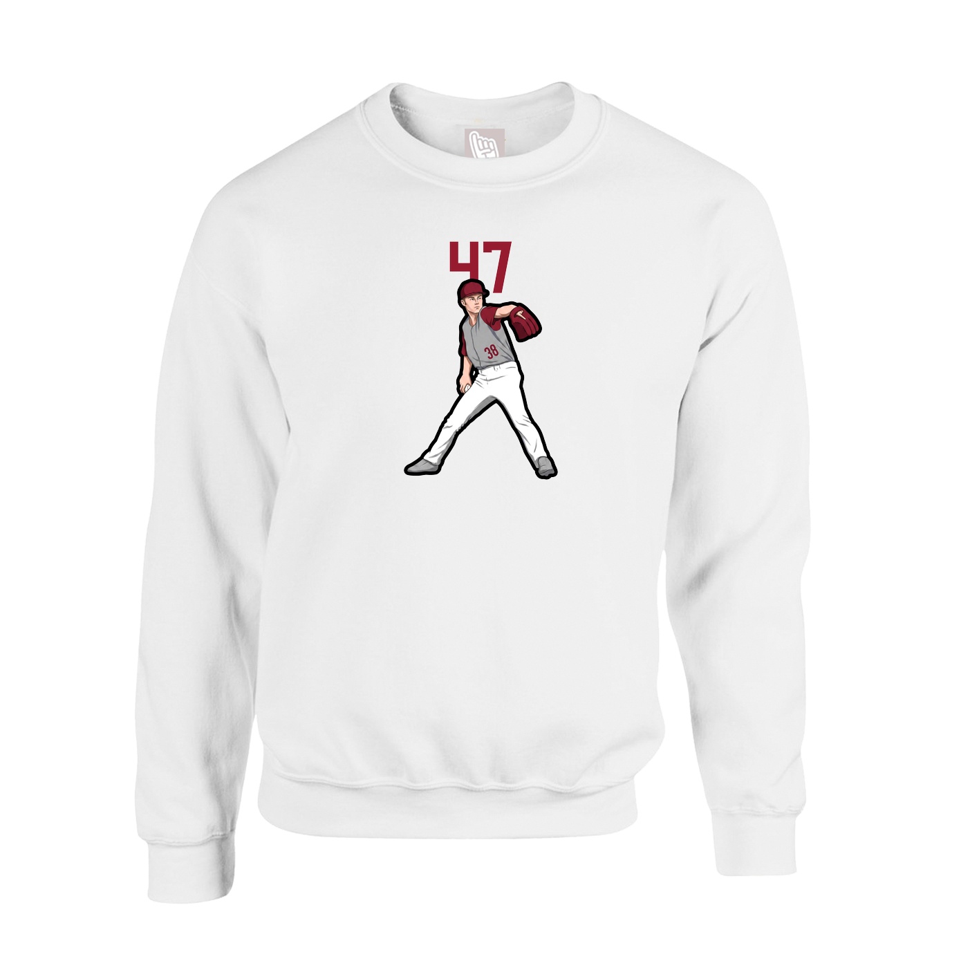 Fleece Crew — Number Top in White