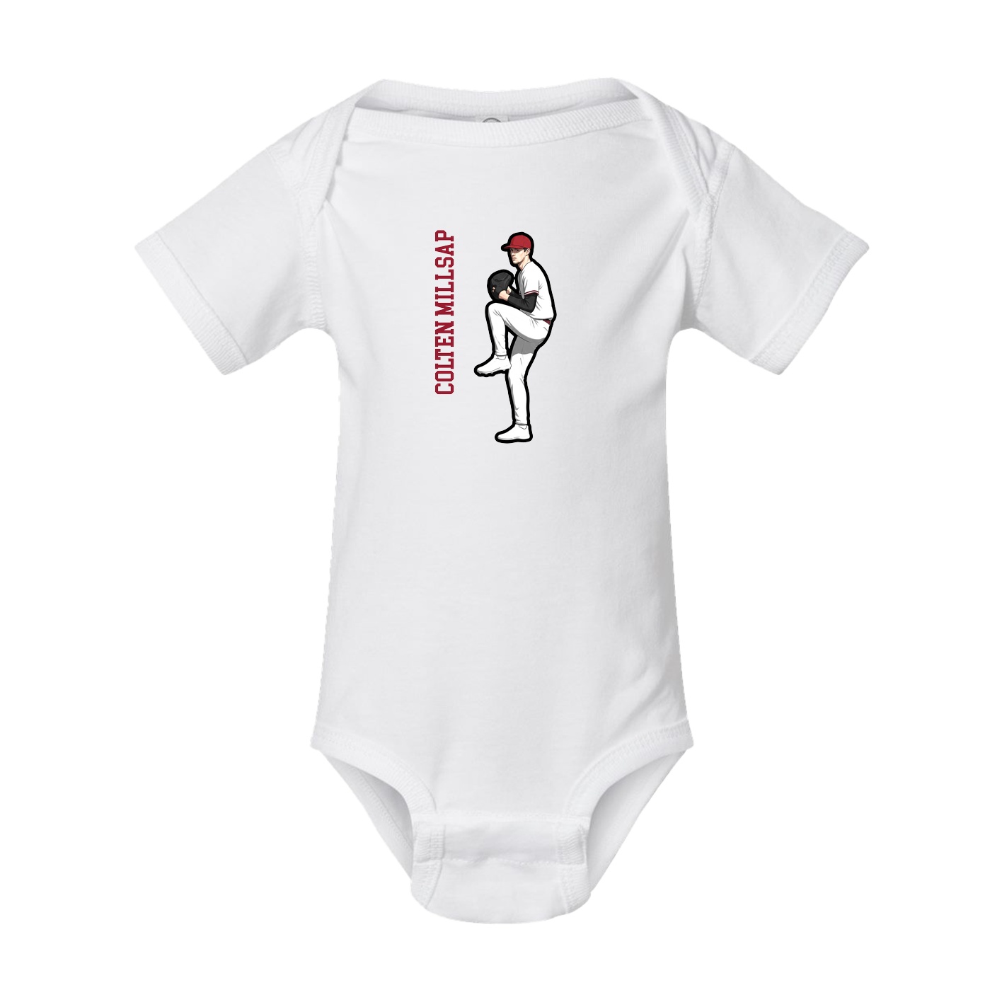 Baby Onesie — Name Vertical in White