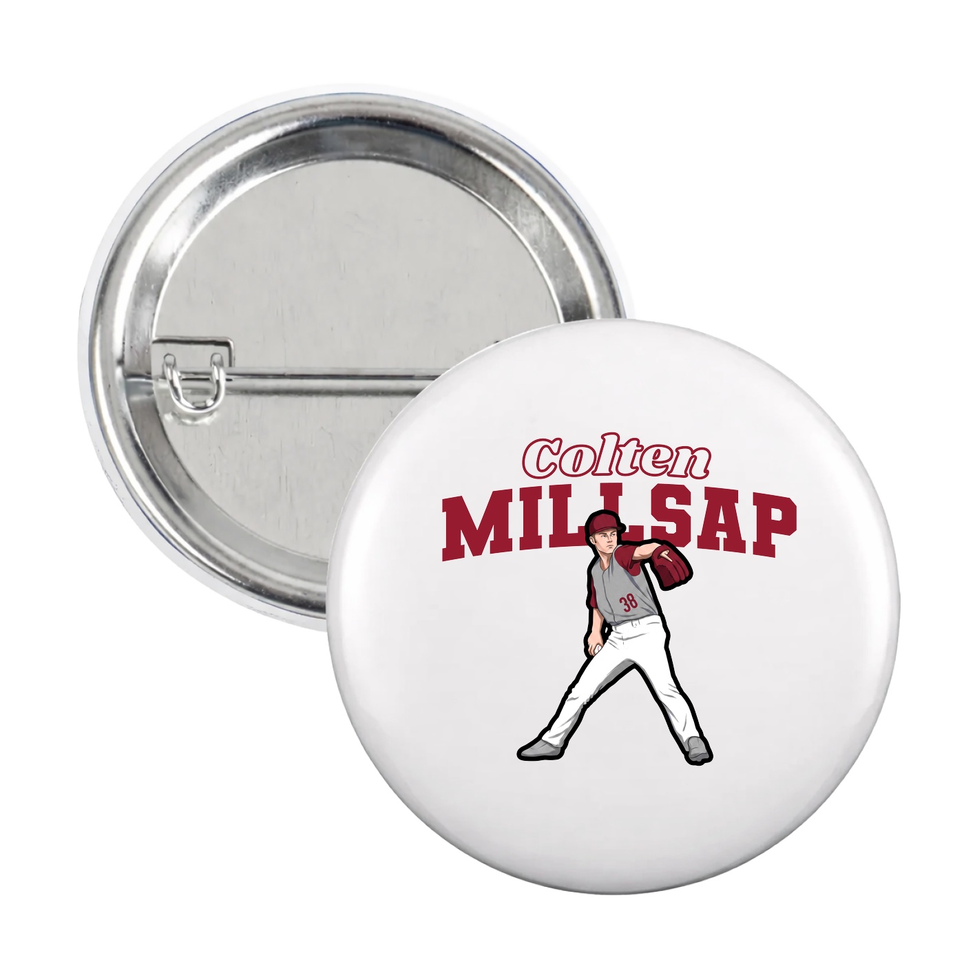 Game Day Button — Name Arch in White