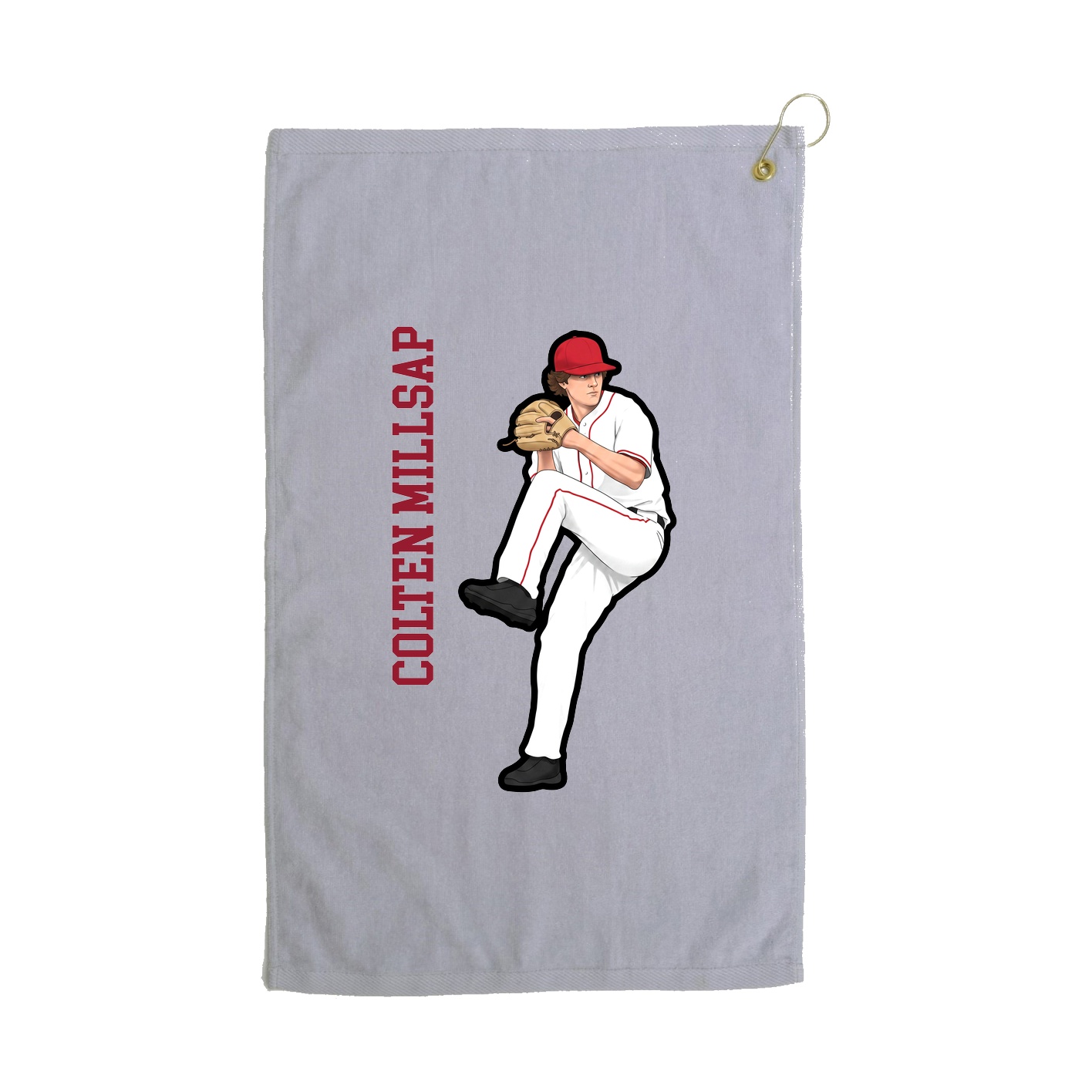 Golf Towel — Name Vertical in Grey