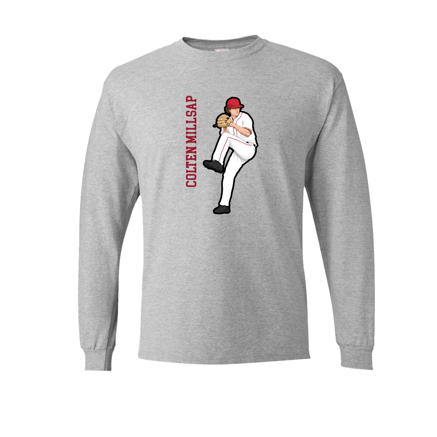 Long Sleeve Tee — Name Vertical in Grey