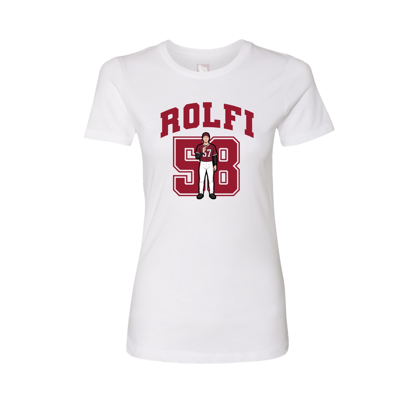 Fitted Women's Tee — Number in White