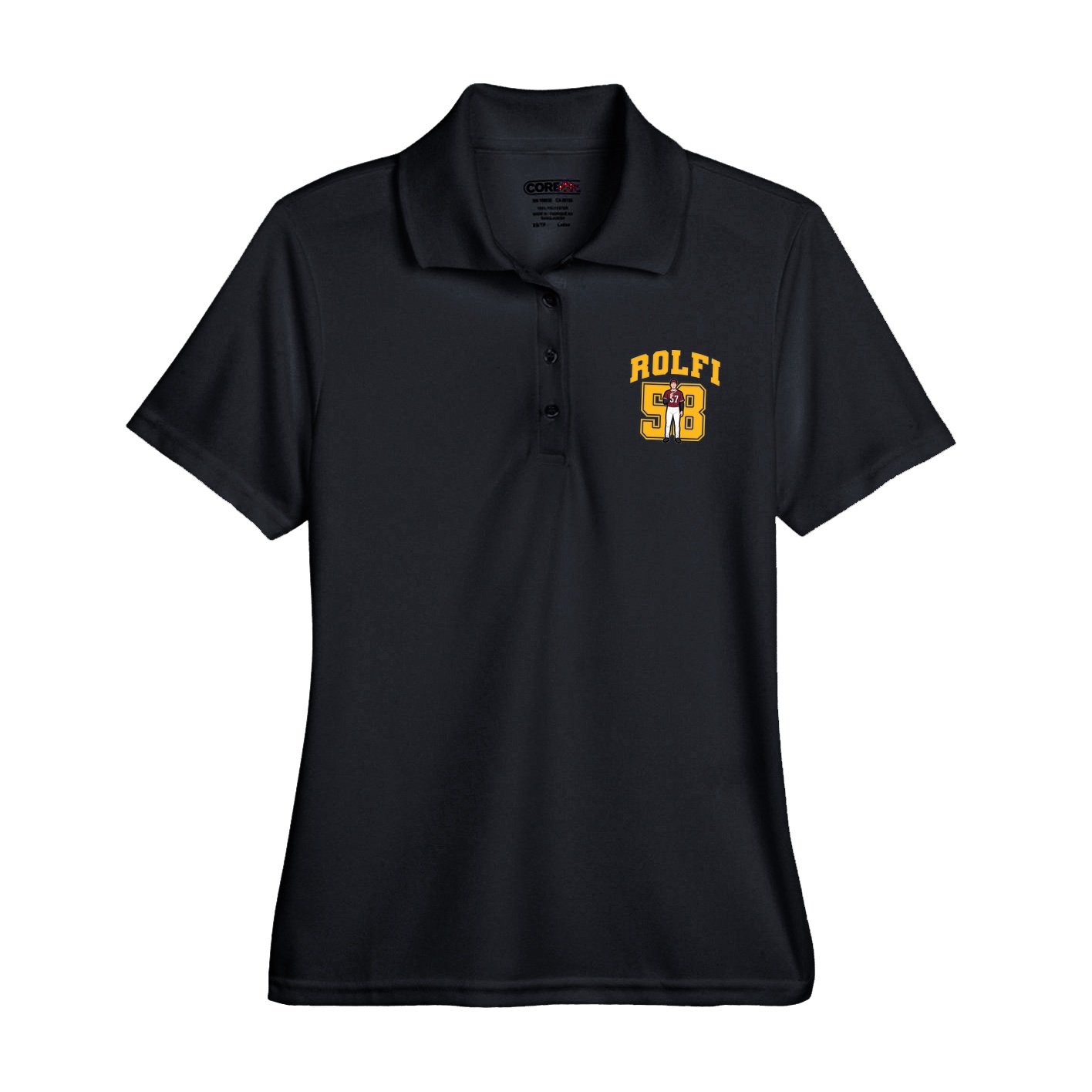 Womens Performance Polo — Number in Black