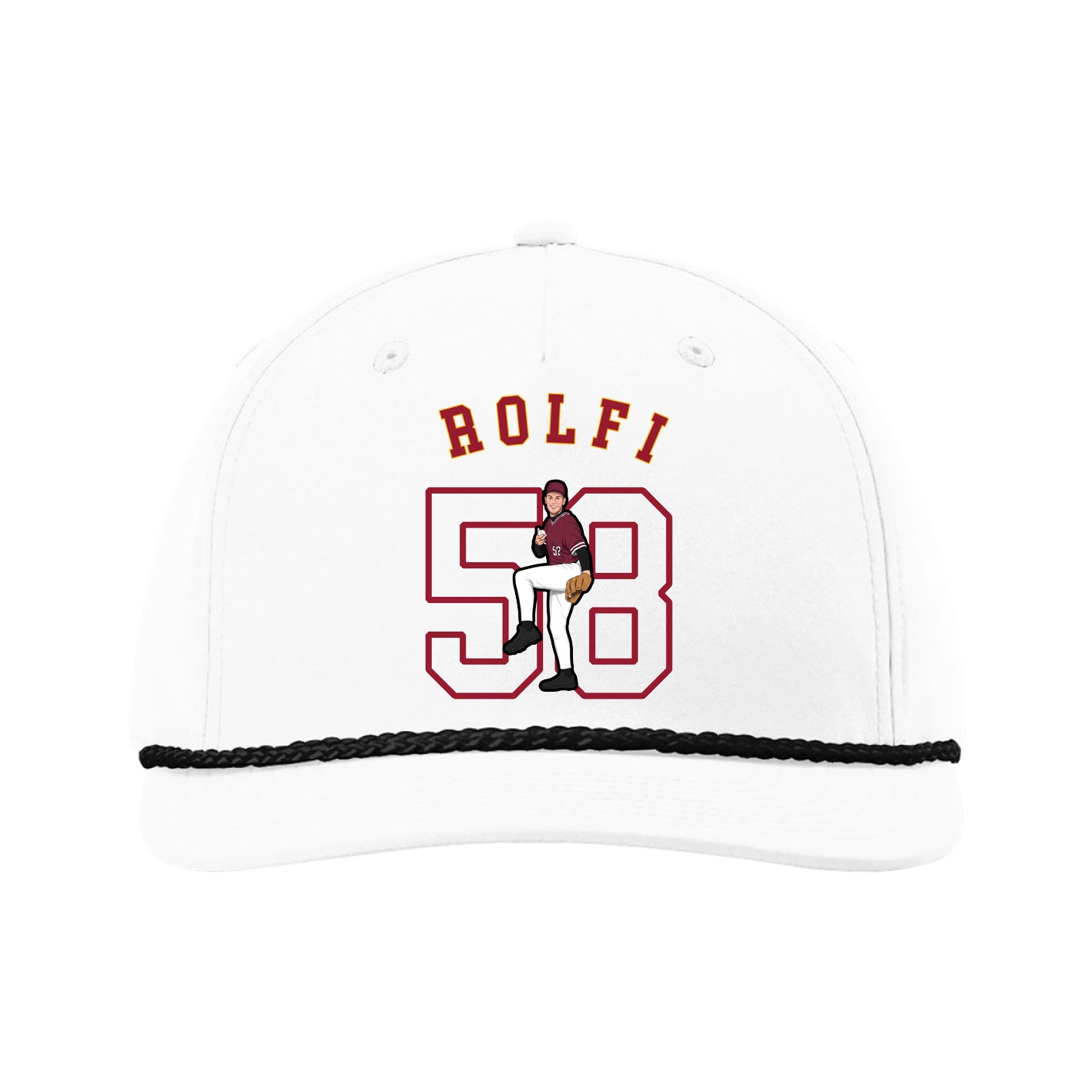 Five-Panel Classic Rope Cap — Shirsey Arch in White