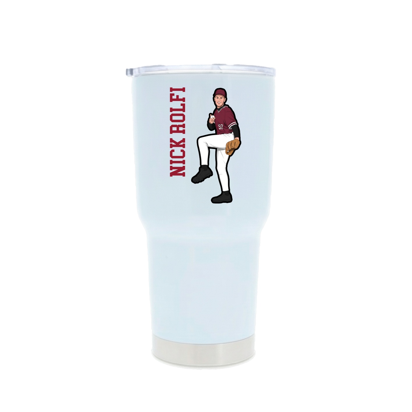 30oz Stainless Steel Tumbler — Name Vertical in White