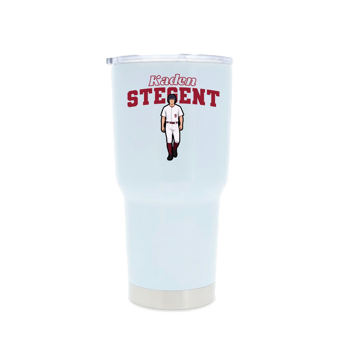 30oz Stainless Steel Tumbler — Name Arch in White