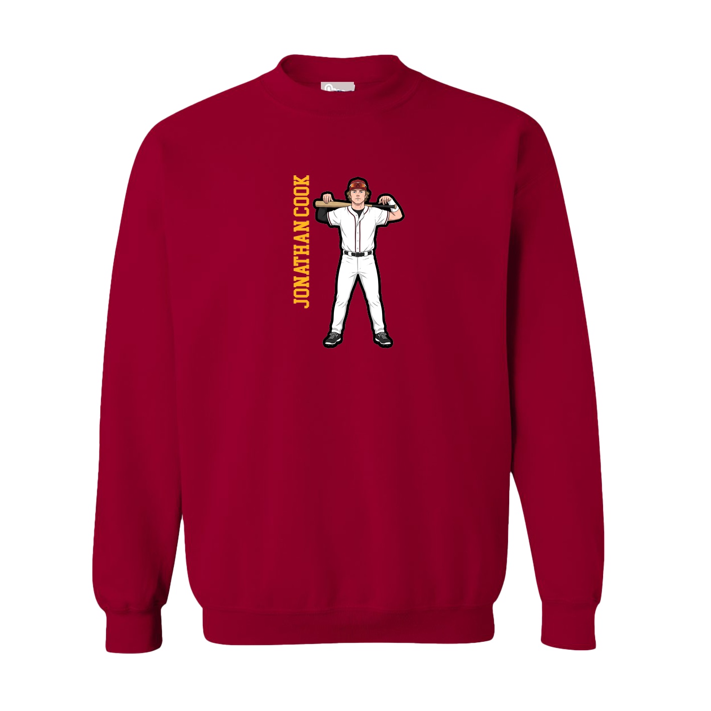 Fleece Crew — Name Vertical in Cardinal