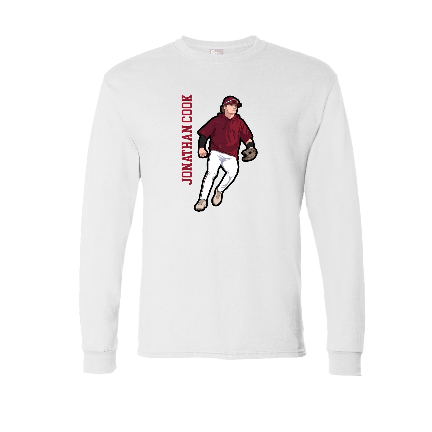 Long Sleeve Tee — Name Vertical in White