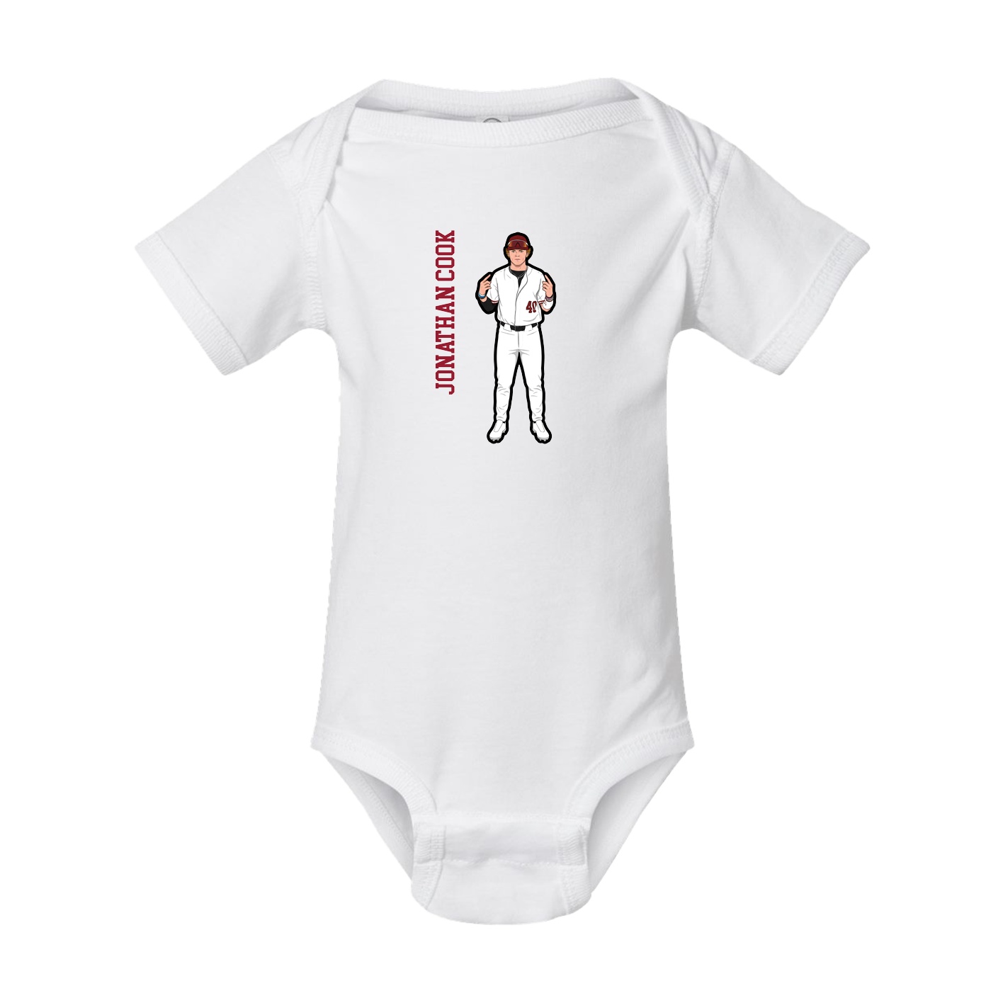 Baby Onesie — Name Vertical in White