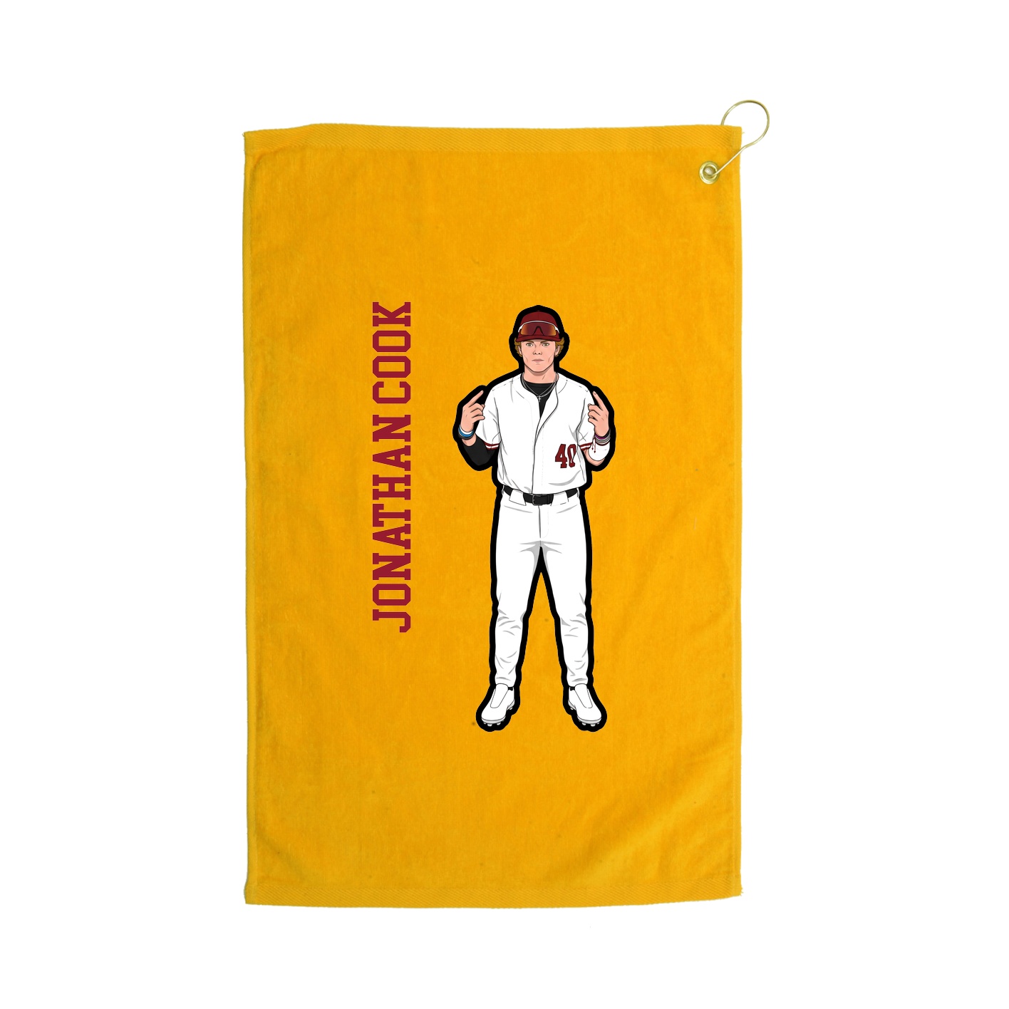 Golf Towel — Name Vertical in Gold