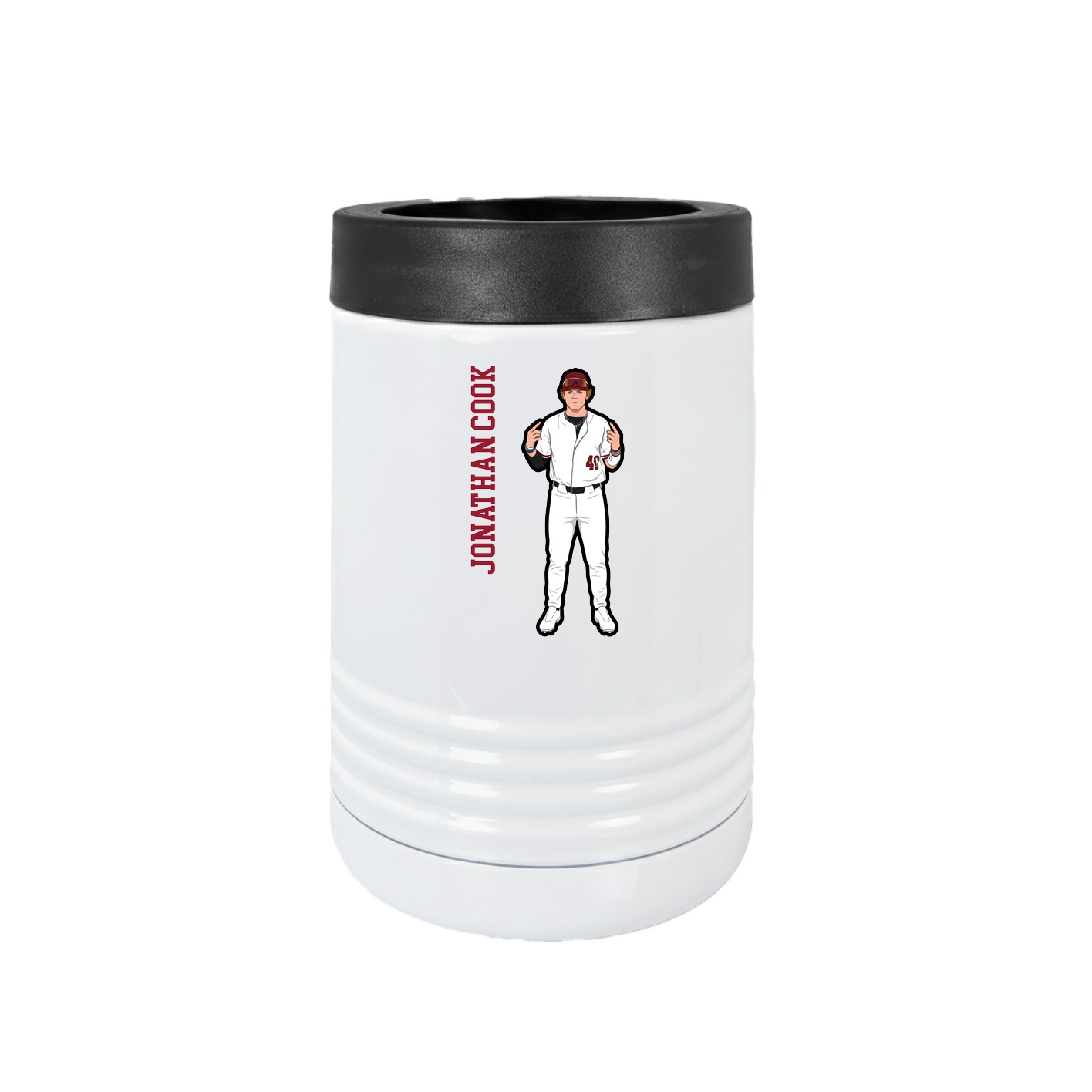 Beverage Holder — Name Vertical in White