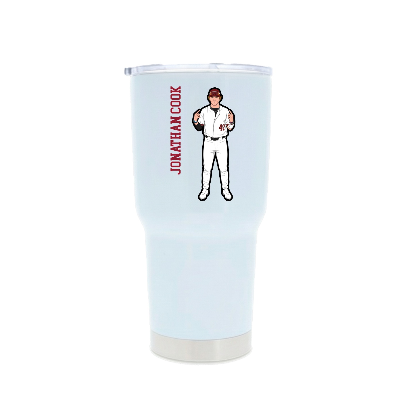 30oz Stainless Steel Tumbler — Name Vertical in White