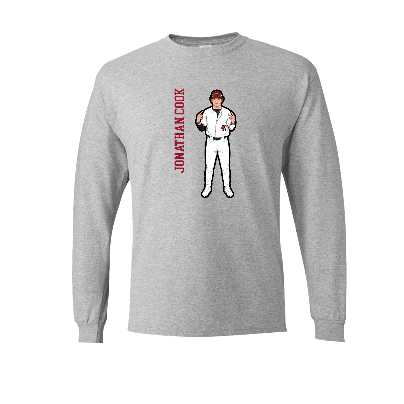 Long Sleeve Tee — Name Vertical in Grey