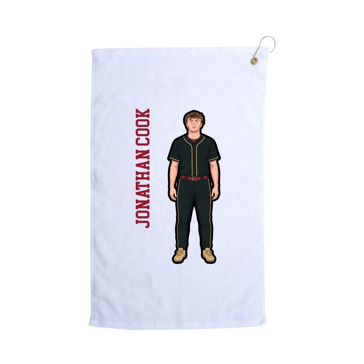 Golf Towel — Name Vertical in White